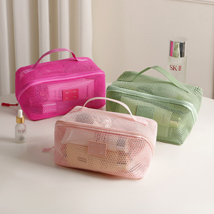 Mesh Cosmetic Bag Large Capacity Zipper Closure Multi Function Organizer Travel <b>Makeup</b> Storage <b>Case</b> For Women - Product Image 2