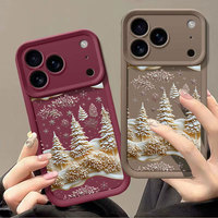 Coque de téléphone portable pour iPhone 16 15 17 18 Pro Max, motif arbre de Noël d'hiver, en TPU, couleur bonbon, antichoc, coque arrière