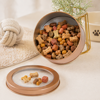 Boîtes en métal rondes en gros pour friandises pour animaux de compagnie avec couvercle à fenêtre transparente, conteneur personnalisé avec logo pour collations pour chats et emballage de détail