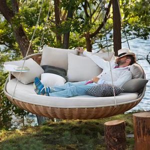 Chaise longue en rotin moderne toutes saisons, créative et suspendue <span class=keywords><strong>pour</strong></span> l'extérieur, idéale <span class=keywords><strong>pour</strong></span> les hôtels, les centres de villégiature, les patios, les cours et les villas - Product Image 2