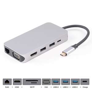 อะแดปเตอร์สายพอร์ตหลายพอร์ตดิจิทัล HDMI VGA 4K พร้อมที่ชาร์จ100W PD 10 in 1 USB 3.0ฮับสำหรับ MacBook Pro - Product Image 2