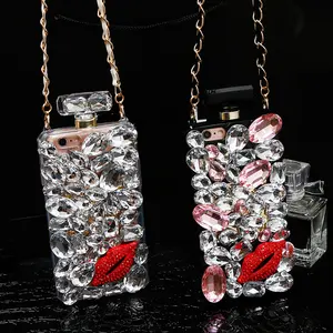 DIY Diamond Kiss Perfume Bottle Case For iPhone XS Max XR X 8 7 6 6S Plus For Samsung S7 S8 S9 S10 PLUS S10e Note 8 9