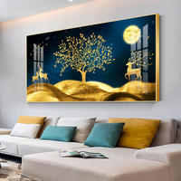 Peinture murale d'art moderne de luxe, peinture animale suspendue, cadre en aluminium, peinture en porcelaine cristalline pour la décoration du salon