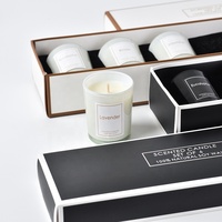 Luxuriöse Aromatherapie-Geschenkboxen mit individuellem Logo, Verpackungsbox, Schwarz-Weiß-Glasgefäß, Sojawachs, 4er-Set Kerzen