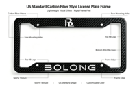 Cadre de plaque d'immatriculation en plastique ABS standard américain BOLONG, 12x6 pouces, support de plaque d'immatriculation de voiture, logo personnalisé, cadre de plaque d'immatriculation vierge