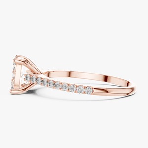 Anillo de Diamantes en Oro Rosa con Halo, Anillo de Compromiso, Corte Redondo, Joyería Nupcial - Product Image 2