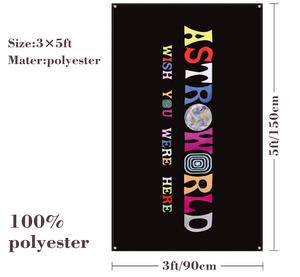 Bandera Personalizada de Astroworld 3X5FT, Bandera Decorativa para Habitación de Colegas con Impresión Vibrante, Te Queremos en Este Lugar - Product Image 6