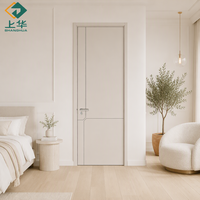Porte intérieure en MDF en gros, panneau de porte en bois, OEM ODM acceptés, porte de style nordique pour salle de bain, peinte en blanc