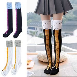 Nuevos Calcetines Largos de Poliéster con Diseño de Patas de Pollo para Niñas, Calcetines Altos Hasta la Rodilla para las Cuatro Estaciones - Product Image 1