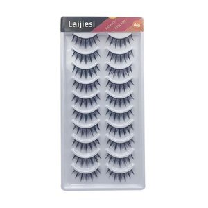 Pack de 10 paires 046 #   Cils synthétiques naturels épais style petite démonièse <span class=keywords><strong>manga</strong></span> pour maquillage de fille mignonne, look occidental léger - Product Image 5