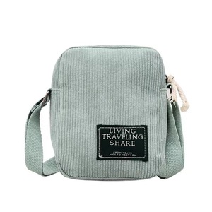 Petit sac à bandoulière en toile pour femmes Petit sac à bandoulière en tissu corduroy pour téléphone à clés Rose Sacs à bandoulière Mignon sac à main à fermeture éclair pour fille - Product Image 1