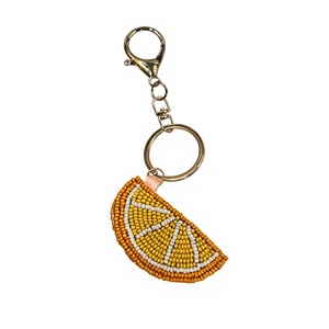 Llavero de Bolso con Cuentas de Algodón Hechas a Mano, Diseño de Rodaja de Naranja Cítrica, Accesorio de Moda de Verano de Lujo Ecológico, Venta al por Mayor - Product Image 1