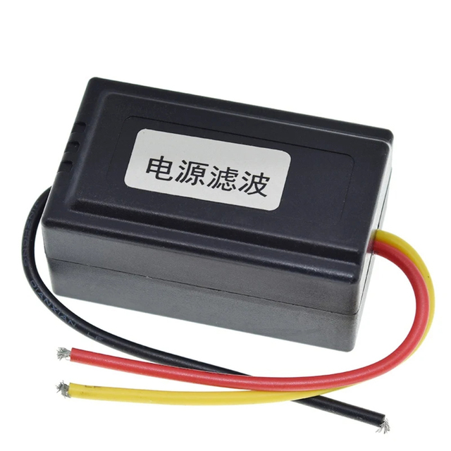 1Pc DC 12V Power Supply Pre-wired Black Plastic Audio Power Filter for Car VEA22P Filtering For Audio DIY