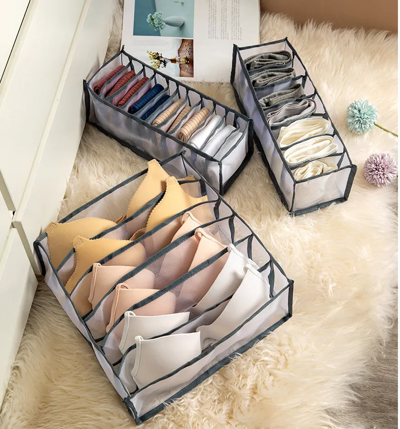 Non-woven Fabric Storage bag Foldable Underwear Bra Storage basket Necktie Panties Drawer Storage bag