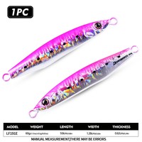 Jig de pêche holographique laser 25g-60g avec hameçons assistants doubles et lamelles scintillantes pour la pêche verticale au jigging lent des poissons prédateurs