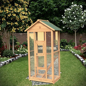 SDB002 Gabbie per l'allevamento di uccelli in legno naturali ed ecologiche di grandi dimensioni per piccioni, pappagalli e quaglie con tetto a due falde, voliera da esterno - Product Image 1