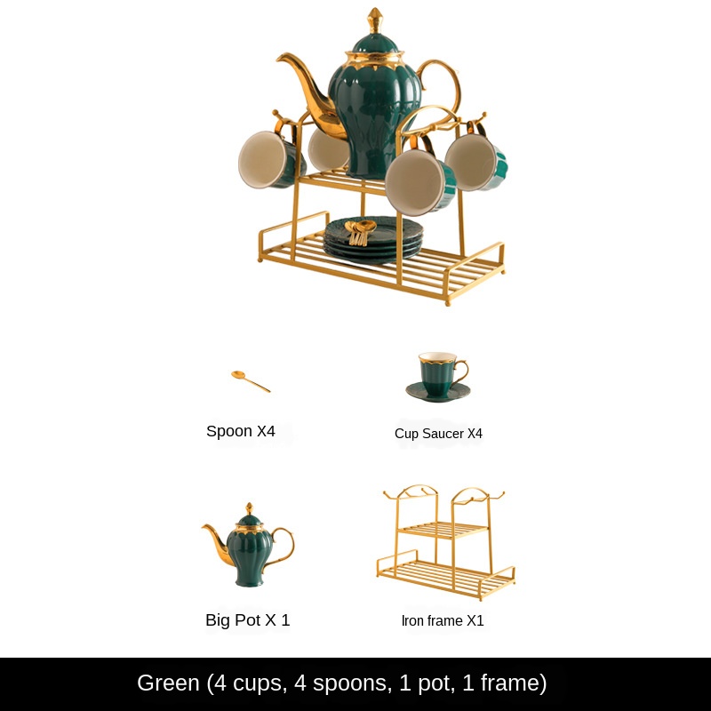 Green 4 Cups Coffee Set