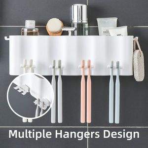 Bathroom Toothbrush Holder <strong>Mouthwash</strong> Cup Storage Rack Accessory Set Non-Punching Toothpaste <strong>Dispenser</strong> - Product Image 4