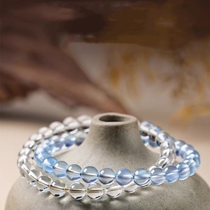 Pulsera Moderna Redonda de Cristal Azul Natural, Cuentas Transparentes, Alivio del Estrés, Sanación Espiritual, Comunicación, Piedra de la Suerte - Product Image 2