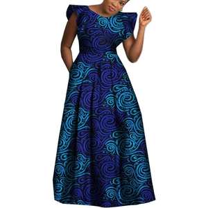 <span class=keywords><strong>Robe</strong></span> <span class=keywords><strong>de</strong></span> <span class=keywords><strong>soirée</strong></span> longue amincissante à motif géométrique rétro imprimé Ankara avec - Product Image 5