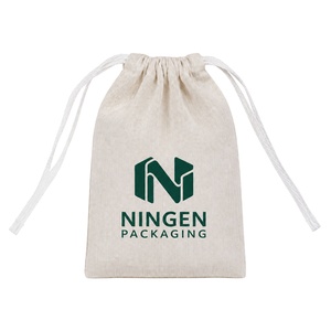 Sacs cadeaux en coton naturel avec cordon de serrage, logo personnalisé, emballage en gros pour bijoux, cosmétiques, cadeaux de mariage, vente au détail - Product Image 1