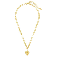 Collier personnalisé en acier inoxydable plaqué or 18 carats avec chaîne trombone et pendentif cœur superposé, bijou rétro à double cœur