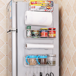 Vente en gros de support suspendu pour réfrigérateur dans la cuisine support pour <span class=keywords><strong>épices</strong></span> sac de conservation essuie-tout côté réfrigérateur support de rangement mural - Product Image 5