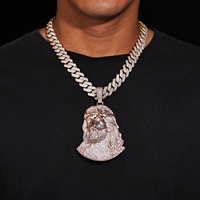 Collier pendentif en cuivre avec portrait de bambou en zircon complet, style hip-hop européen américain, tendance de la mode, accessoires pour hommes, vente en gros