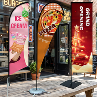 Kit de support de bannière publicitaire en fibre de verre imprimé par sublimation double face avec logo personnalisé en forme de goutte d'eau