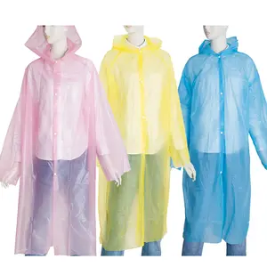 Wholesale reusable men women custom logo rain jacket waterproof PEVA long sleeves raincoats
