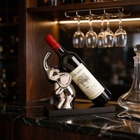 Porte-bouteilles à vin en céramique argentée moderne - Support pour bouteilles de vin finition miroir, décoration de bar à domicile de luxe et sculpture pour salon