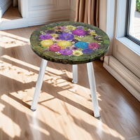Mini table basse personnalisée artisanale en résine véritable fleur sèche intégrée dans de la résine petite table ronde pour meubles de maison