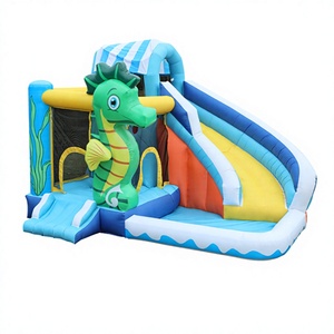 Château gonflable Hippocampe marin avec double toboggan en tissu Oxford épaissi pour jardin domestique et aire de jeux pour enfants - Product Image 4