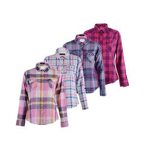 <span class=keywords><strong>Blusa</strong></span> da donna in cotone scozzese 100% colorato <span class=keywords><strong>a</strong></span> manica lunga, - Product Image 1