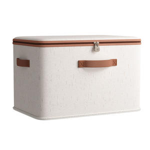 Boîte de rangement pour vêtements en tissu Snx1013, rectangulaire, avec fermeture éclair et verrou, pour la maison, la garde-robe, couleur unie - Product Image 1