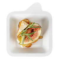 Barquettes/plateaux alimentaires jetables carrés blancs personnalisables, adaptés aux plats à emporter des boulangeries