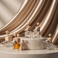 En stock – Bouteille diffuseur de parfum pour voiture en verre mat de 8 ml avec bouchon en bois et clip de ventilation – Ornement parfumé