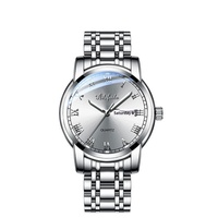 Montre à quartz pour homme avec bracelet en acier inoxydable, cadran à aiguilles, luminescent, résistant à l'eau 30M, calendrier, style business décontracté
