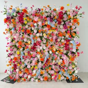 Panel de Pared Floral Rosa de 8 pies x 8 pies para Decoración de Bodas, Panel de Pared de Flores Artificiales de Seda Enrollable en 3D para Fiestas y Eventos - Product Image 6