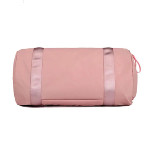 Bolso de mano de gimnasio rosa para mujer, logotipo personalizado, equipaje de lona de nailon impermeable para viajes, diseño de moda, compartimento para zapatos, lona - Product Image 4