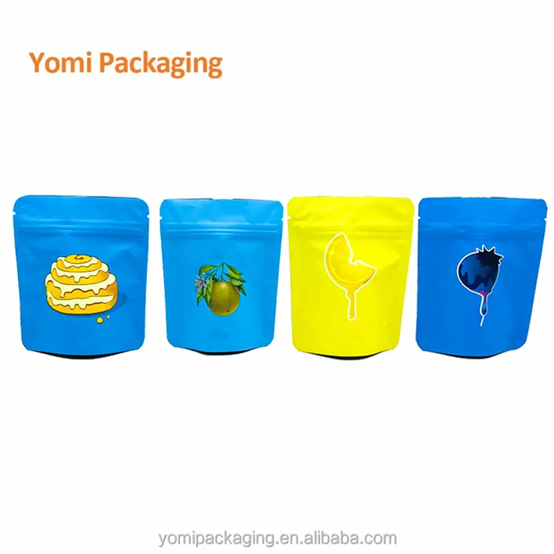 New In Stock Custom Logo Print Matte Soft Touch Smell Proof Packing Mini Zip Lock 3.5g Cookie Mylar Plastic Packaging Bags