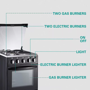Cuisinière à gaz autonome 4 brûleurs et 2 plaques avec four, cuisinière à gaz 2 feux et 2 plaques avec four, cuisinière à gaz avec four - Product Image 1