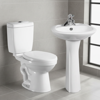 Ensemble WC moderne en céramique deux pièces allongé, à vidage en S, double chasse, auto-nettoyant, émaillé, à poser au sol, vente en gros