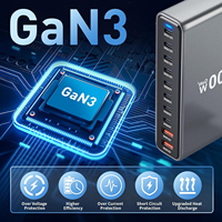 Cargador Rápido USB C de 800W 8C2A, Estación de Carga USB de 10 Puertos, GaN III Pro con Puerto Dual PD PPS de 140W para Múltiples Dispositivos USB