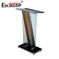 Ekintop - Podio de Metal Dorado y Vidrio para Conferencias, Reuniones, Escuelas, Hoteles, Iglesias