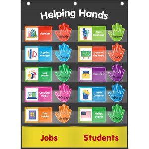 Tabla de Tareas para el Aula con Diseño de Manos Ayudantes, Tabla de Gestión de Tareas, Material Didáctico para Preescolar - Product Image 1