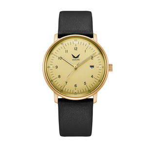 Venta al por mayor de lujo de cuarzo Montre Cuir Femme reloj de negocios luminoso calendario <span class=keywords><strong>dorado</strong></span> 5ATM impermeable cuero cristal - Product Image 1