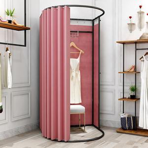 Centro comercial Montaje móvil temporal Tienda de ropa Aterrizaje Portátil Plegable Vestidor simple Estante de exhibición Puerta Curt - Product Image 2