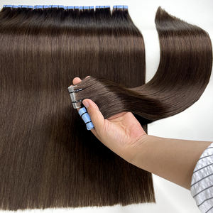 Extension di <span class=keywords><strong>Capelli</strong></span> Umani Lisci con Nastro Adesivo, <span class=keywords><strong>Capelli</strong></span> Brasiliani, Extension Adesive Skin Weft, Nero Marrone, 100% <span class=keywords><strong>Capelli</strong></span> Umani Veri per Donne - Product Image 1