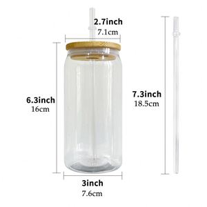 Vasos de Plástico Acrílico Transparente para Niños, Libres de BPA, Irrompibles, de 16 oz y 20 oz, para Refrescos y Cerveza, con Tapa de Bambú - Product Image 4
